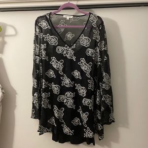 Black and white embroidered dress.